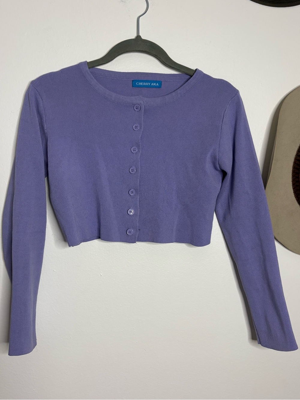 Lavender Cropped Button-Front Cardigan - Long Sleeve